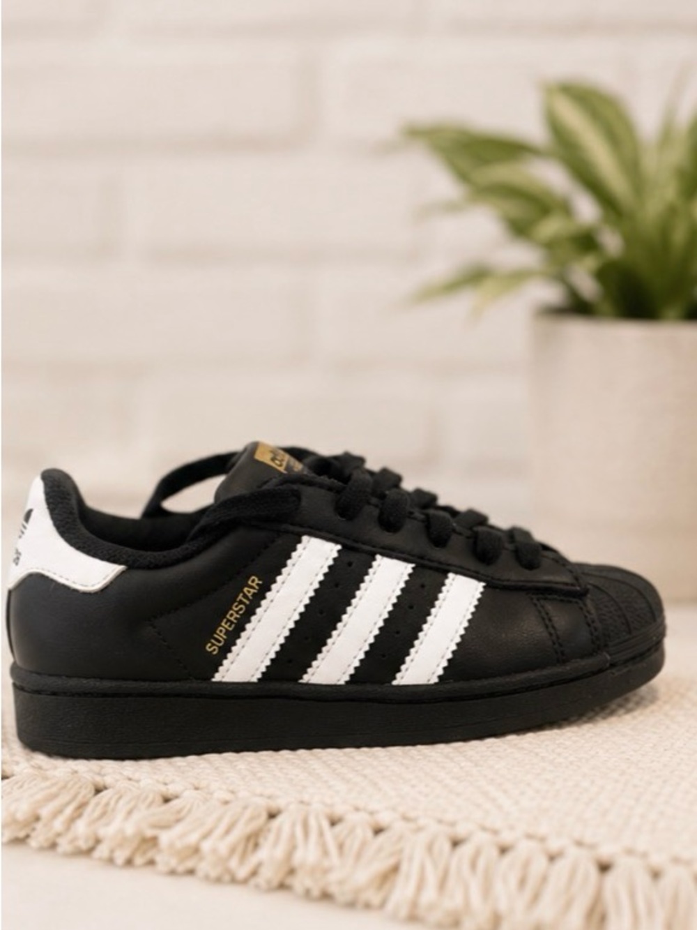 adidas Kids Superstar Sneakers in Black and White